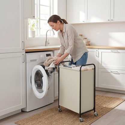 GRANNY SAYS 110L Laundry Hamper, Large Laundry Basket with Wheels and Handles, Durable and Sturdy Rolling Cart for Laundry Room, Bathroom, Bedroom, Beige - color: Beige, size: 110L