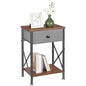 VECELO End Tables, Modern Nightstand with Fabric Drawer & Open Shelf, Night Stand for Bedroom Living Room, Industrial Metal Frame, Easy Assembly, Rustic Brown,1 Pack - color: Rustic Brown, size: 1 PACK