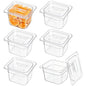 Bekith 6 Pack 1/6 Size Plastic Clear Food Pans with Lids for Kitchen Restaurant Food Prep, 4 Inches Deep