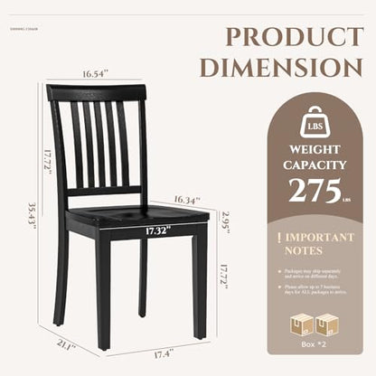 COLAMY Wooden Dining Chairs Set of 4, Solid Rubberwood Kitchen & Dining Room Chairs,Windsor Style Seating, Rustic Dining Table Chairs, Non-Slip Foot Pads, Farmhouse & Traditional Seating,Dark Brown - color: Darkbrown, size: Set of 4