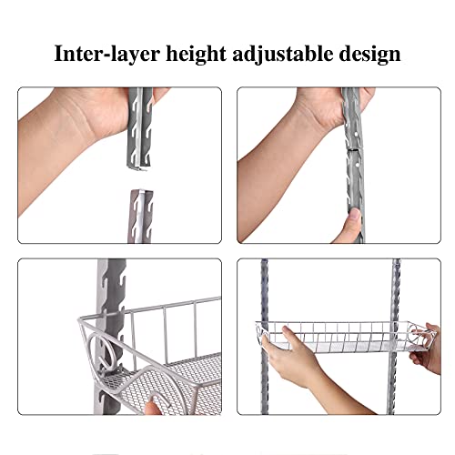 SWOMMOLY Adjustable Wall Mount Spice Rack, 3-Tier Dual-use (Multi-use) Organizer, Silver - color: Silver, size: 3-Tier