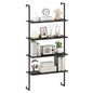 Tangkula 4-Tier Wall-Mounted Bookshelf, Industrial Modern Floating Storage Display Shelves with Metal Frame, Wall-Mounted Ladder Wooden Bookcase for Living Room, Kitchen, Bar, Office (1, Black) - color: Black