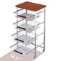 5-Tier Rolling Fruit & Vegetable Storage Cart with Drawers, Extra-Thick Metal Kitchen Organizer Cart on Wheels, Fruit Basket Stand& Fruteros para Cocina, Narrow Pantry Cart for Storage - size: 5-Tier Extra-Thick
