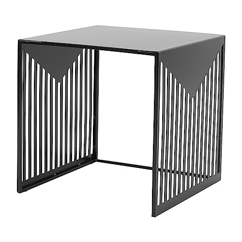 LeisureMod Mid-Century Design Square Side/End Table, Steel Powder Coated Finish, Perfect for Modern and Contemporary Living Space, Black - color: Black