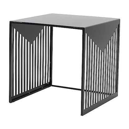 LeisureMod Mid-Century Design Square Side/End Table, Steel Powder Coated Finish, Perfect for Modern and Contemporary Living Space, Black - color: Black