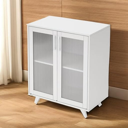 Panana Kitchen Buffet Server Table Accent Sideboard Cupboard Server Buffet Console Table with Doors Cabinet (27inch, White) - color: White, size: 27inch