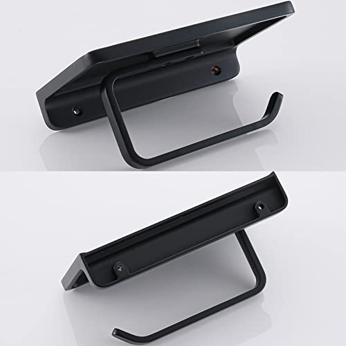 RANDOM Black Toilet Paper Holder with Shelf Rustproof Matte Black Toilet Paper Holder Wall Mount Toilet Paper Roll Holder Solid Metal Toilet Tissue Holder for Bathroom.RD93008-MB - color: B-matte Black