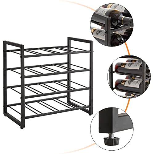 IBUYKE Metal Wine Racks Countertop,16 Bottles Wine Bottle Holder,TMJ903H | 4 Tiers Wine Rack Wine Rack Freestanding Wine Storage Cabinet for Home Kitchen Pantry Wine Cellar Bar - size: 16 Bottle
