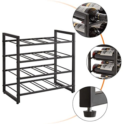 IBUYKE Metal Wine Racks Countertop,16 Bottles Wine Bottle Holder,TMJ903H | 4 Tiers Wine Rack Wine Rack Freestanding Wine Storage Cabinet for Home Kitchen Pantry Wine Cellar Bar - size: 16 Bottle