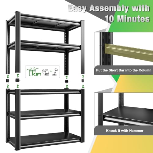 Raybee Storage Shelves Garage Shelving Heavy Duty,5-Tier Adjustable Garage Shelves,Metal Shelving for Garage,Basement, Warehouse,Pantry, 72" H x 31.5" W x 16.5" D，Black - size: 16.5"D x 31.5"W x 72"H,Black