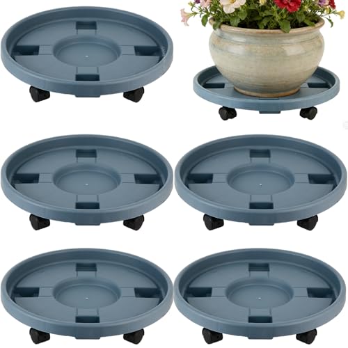 Party Zealot 5-Pack 13" Large Plant Caddy with Wheels Plastic Plant Dolly with Caster Flower Pot Mover Rollers Wheeled Rolling Plant Stands Round Plant Saucer Indoor Outdoor Base Coasters, Gray - color: Gray, size: 13"/ 5 packs