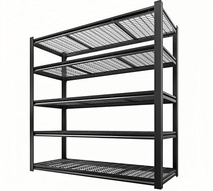 5 Tier Metal Shelving Unit, Adjustable Storage Shelves, 84" H x 55" W x 24" D Heavy Duty Garage Shelves for Warehouse, Basement, Kitchen, Pantry, Living Room, Black (5T 84 * 55 * 24) - size: 5T 55" W x 24" D x 84" H