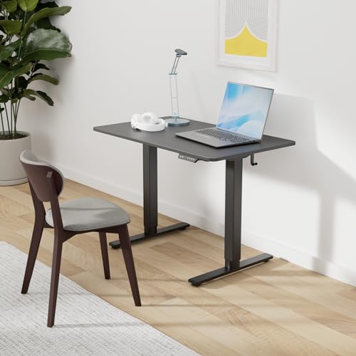 Cubiker 40 x 24 Inch Standing Desk, Stand up Height Adjustable Home Office Electric Table, Sit Stand Desk with Splice Board, Black Frame & Black Desktop - color: Black, size: 40x24