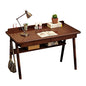 Ytaoka Solid Wood Writing Desk, 47" Mid-Century Modern Walnut Desk, Home Office Computer Desk with 2 Drawers and Storage Shelf, Laptop Desk, Study Table, Work Desk Station
