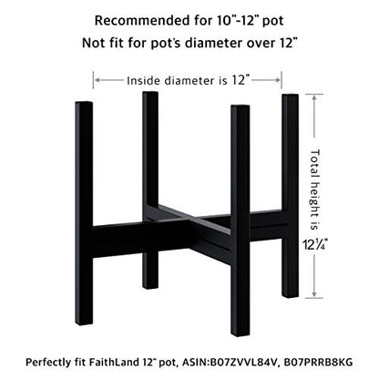 FaithLand Mid Century Plant Stand Indoor Outdoor (EXCLUDING 12" Plant Pot) , Hold Up to 12 Inch Planter, Metal Planter Stand, Potted Plant Holder, Black - Fits Snake Plant - Upgraded Design. - size: 12 inch