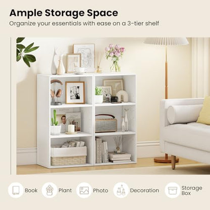 Giantex 3 Tier Bookshelf, White Bookcase 3 Shelf, Open Cube Storage Orginazer Cabinet, Multi-Functional Home Office Bedroom Furniture Display Book Shelf - color: White