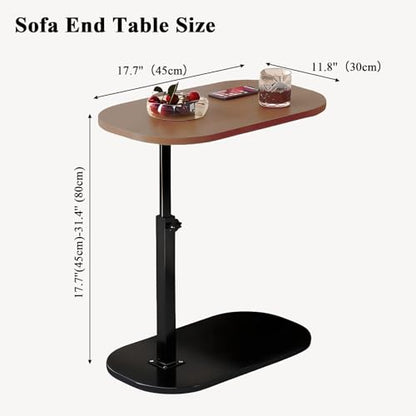 C Shaped End Table for Couch, C Table End Tables with Adjustable Height, 360° Swivel Couch Tables for Living Room,Bed Side,Coffee, Bedroom,Study and Small Spaces (Glossy Walnut) - color: Glossy Walnut