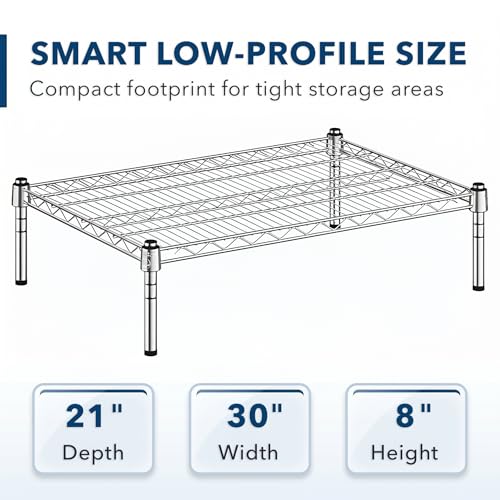 21" x 30" x 8" Chrome Wire Storage Shelf, Dunnage Rack, Commercial 1 Tier Small Shelf - color: Silver, size: 21"D x 30"W x 8"H
