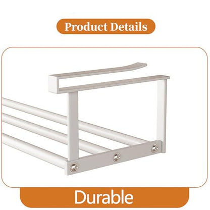 Under-Shelf Expandable Shoe Rack Organizer, White Metal, 40-70cm Width Adjustable, Cabinet Storage for Closet (2 Pcs)
