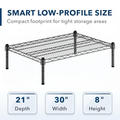 Black Epoxy Wire Storage Shelf, Dunnage Rack, Commercial 1 Tier Small Shelf, 21" x 30" x 8", Heavy-Duty Metal Construction, 600 lbs Capacity - color: Black, size: 21"D x 30"W x 8"H