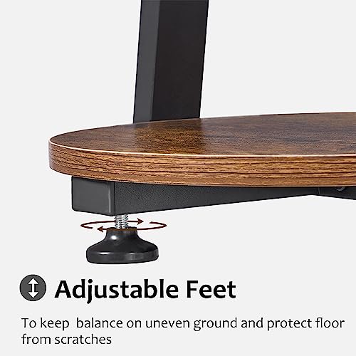 BEWISHOME Round End Table with Charging Station, Side Table Accent Nightstand Bedside Table with 3-Tier Shelves, Small Couch Table for Living Room Bedroom Rustic Brown KTZ51Z - color: Rustic Brown, size: with PowerOutlet