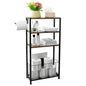 Freestanding Toilet Paper Holder with Storage Wood Shelf Adjustable Feet Bathroom Toilet Paper Stand Holder with Extra Roll Storage Basket Narrow Side Tissue Holder For Bathroom Laundry Room Apartment