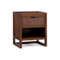 Teamson Home Hatteras 20" W Nightstand with 1 Deep Drawer and Open Shelf Storage in Coastal Modern Style, Ball Bearing Glides, Pine Wood Frames and MDF with Rattan, Walnut Finish | 1 Deep Drawer, Open Shelf Storage, Coastal Modern Style, Ball Bearing Glid