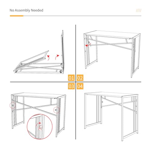 Lutown-Teen Small Folding Computer Desk 32 inch, Writing Gaming Computer Desk for Small Spaces, No Assembly Required Office Desk, Grey - color: Grey, size: 32 Inch
