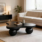 46" Cloud Coffee Table with 3 Ball Legs, Modern Irregular Center Table for Living Room, Low Cute Small MDF Tea Table for Bedroom, Space Apartment, Black - color: Cloud-46" Black