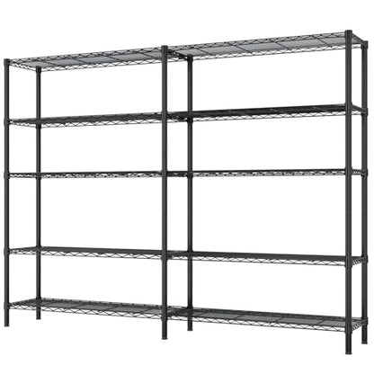 5-Tier Heavy Duty Metal Shelving Unit, Adjustable Storage Rack with Leveling Feet, Freestanding Standing Shelf Organizer, for Garage Pantry Kitchen, Black - color: Black, 5 Tier-69.69"