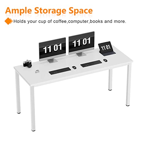 Need 63 Inch Large Computer Desk, Ample Legroom, Metal Frame, All White | Home Office Desk, Basic Sturdy Writing Table, Adjustable Feet, Water-Resistant, Dorms & Bedrooms, Easy Assembly, Game & Study - color: White, size: 63 inches