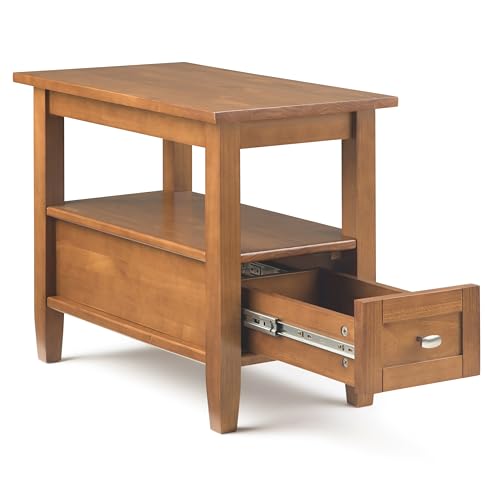SIMPLIHOME Warm Shaker Solid Wood 14 inch Wide Transitional-Style Narrow Side Tables in Light Golden Brown for the Living Room and Bedroom (Set of 2) - color: Light Golden Brown, size: 14 inch, style: End Table (Set of 2)