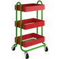 Metal Rolling Cart,3-Tier Metal Rolling Cart with Wheels,3 Tier Utility Cart with Wheels for Office,Home,Kitchen,Garden（13.4"x18.1"x31"） Red+Green - color: Red+green, size: 31"H