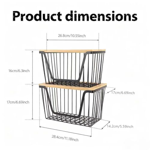 2 PACK Pantry Organizers and Storage, Stackable Onion Potato Bins | Large Wire Storage Basket, Breathable Design for Onion, Potato, Garlic, Fruit, Vegetables Fresh, Kitchen Pantry Storage - size: 2PACK