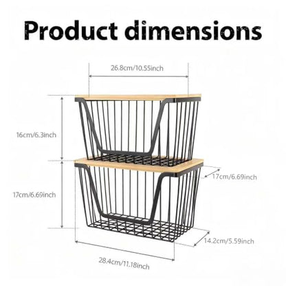 2 PACK Pantry Organizers and Storage, Stackable Onion Potato Bins | Large Wire Storage Basket, Breathable Design for Onion, Potato, Garlic, Fruit, Vegetables Fresh, Kitchen Pantry Storage - size: 2PACK