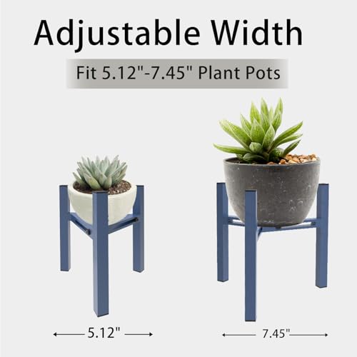 Adjustable Desktop Plant Stand Indoor, Metal Plant Shelf Fits 5.1-7.45" Pots for Succulents, Bonsai & Office (Without Pots) - color: Blue
