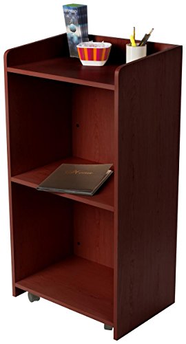 Displays2go Hostess Station, Mahogany | Hidden Wheels, Adjustable Shelf, LCKDPHSSM - color: Mahogany