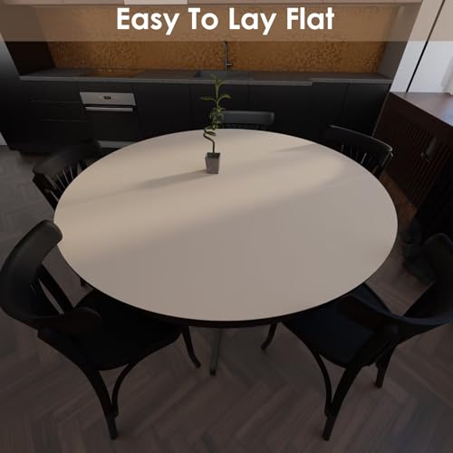 Round Table Cover - Can Be Used On Both Sides Waterproof and Easy to Clean Good Flatness Used for Dining Table(Light Beige+Light Gray Dia.42Inch) - color: Light Beige+light Gray, size: 42" (Round)