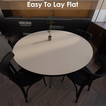Round Table Cover - Can Be Used On Both Sides Waterproof and Easy to Clean Good Flatness Used for Dining Table(Light Beige+Light Gray Dia.48Inch) - color: Light Beige+light Gray, size: 48" (Round)