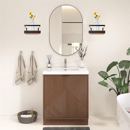 ARTORA Wall Mounted Plant Holder, Wooden Floating Shelf with Invisible Bracket Wall Mount Wood Rack Small Decorative Display Shelves with Gaurdrail for Bedroom Living Room Bathroom (Brown, 1 Pack)