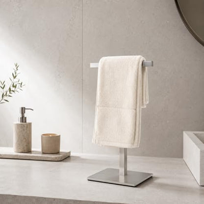 Bathroom Hand Towel Holder Stand，T-Shape Hand Towel Holder Stand SUS304 Stainless Steel for Bathroom，Kitchen or Vanity Countertop - color: Square Silver