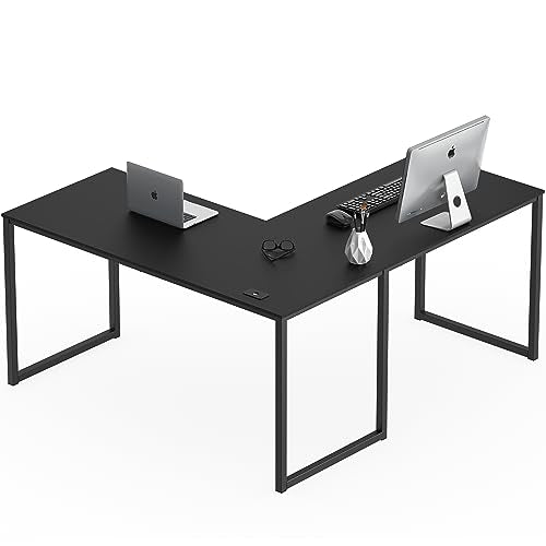 SHW Mission 55 x 60 Inches L-Shape Home Office Computer Desk, Black - color: Black, size: 55-Inch L-Shaped