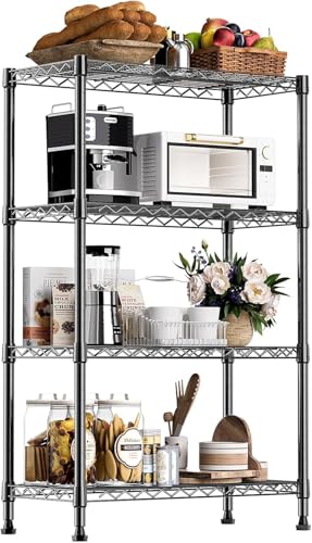 Xcity Storage Shelves, 4 Tier Heavy Duty Metal Shelving Unit, 1600 LBS Adjustable Steel Wire Shelf for Commercial, Pantry, Kitchen, Garage, 14" D x 36" W x 54" H, Black - color: Black, size: 36"W x 14"D x 54"H, 4-Tier