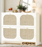 Freestanding Ultra Slim Arched Rattan Accent Shoe Storage Cabinet for Entryway - 4 Flip Drawers & 3-Tier Adjustable Shelves, Farmhouse Modern Rustic Shoe Rack for Hallway Foyer,Cloud White - color: Cloud White