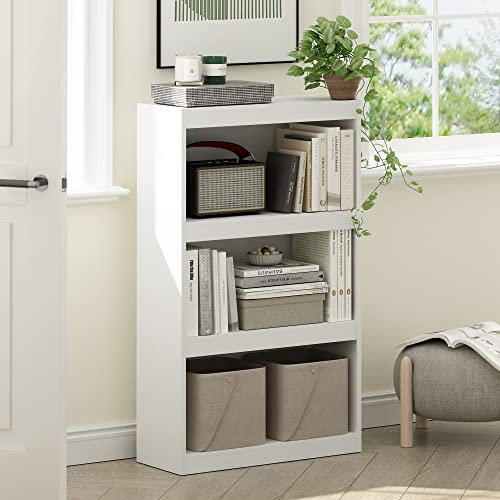 Furinno Jaya Enhanced Home Bookcase 3-Tier Adjustable Bookshelf, White - color: White, size: 3-Tier Thick