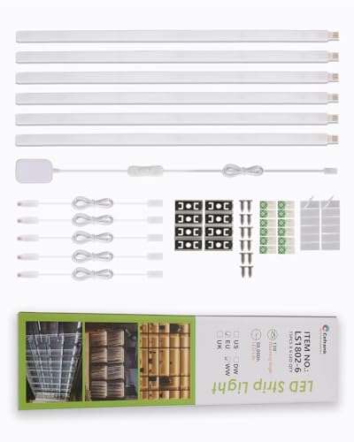 Cefrank 6-Pack 12 Inch Seamlessly Linkable LED Under Cabinet Lighting Strip Light Bars for Cabinet, Kitchen, Shelf, Workbench, Cupboard, 1200 Lumen Cold White 6000K - color: White