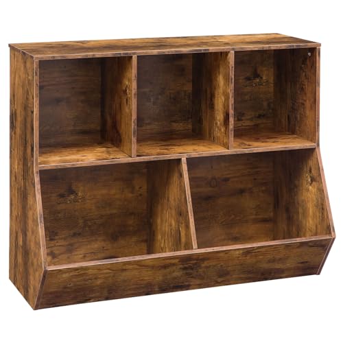 HOOBRO Kids Bookshelf, Bookcase Footboard, Toy Storage Cubby, Children's Toy Shelf, 39.4" L Toy Storage Cabinet, Fit for Children's Room, Playroom, Hallway, Kindergarten, Rustic Brown BF132CW01 - color: Rustic Brown, size: 39.4"L x 11.8"W x 29.5"H