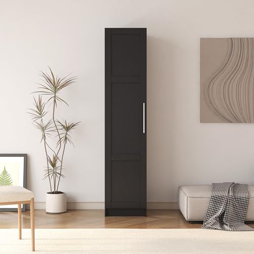 Slim Tall Storage Cabinet,Pantry Cabinet with Doors Shelves Small Space for Kitchen Living Room Bathroom, Black - color: 01 Black