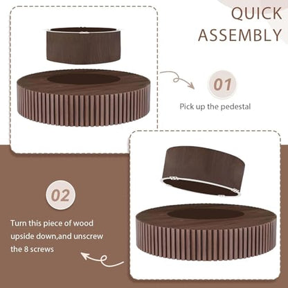 Coffee Table Modern Wood Round Fluted, Ø31.5'' X 13.8''H Small Space Brown Circular Drum Coffee Tables Circle Fluted Center Living Room Drum Tea Accent Apartment Home Furniture Easy Assembly Walnut - color: 31.49 Walnut 2026
