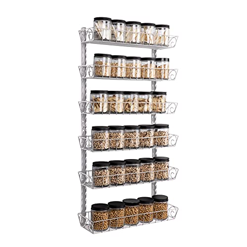 SWOMMOLY Adjustable Wall Mount Spice Rack, 6-Tier Dual-use (Multi-use) Organizer, Silver - color: Silver, size: 6-Tier